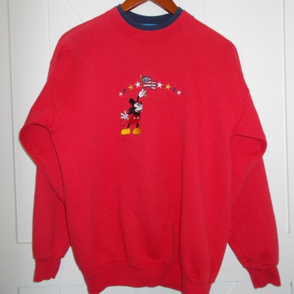 VTG Disney Embroidered Mickey Mouse Sweatshirt Americana - Picture 1 of 6